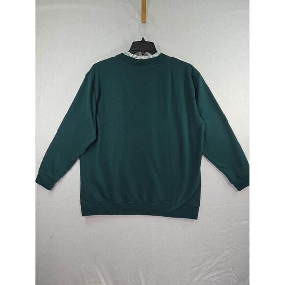 VTG Bobbie Brooks Pumpkins Embroidered Sweatshirt Mock Neck Green Women's Large - Picture 7 of 8